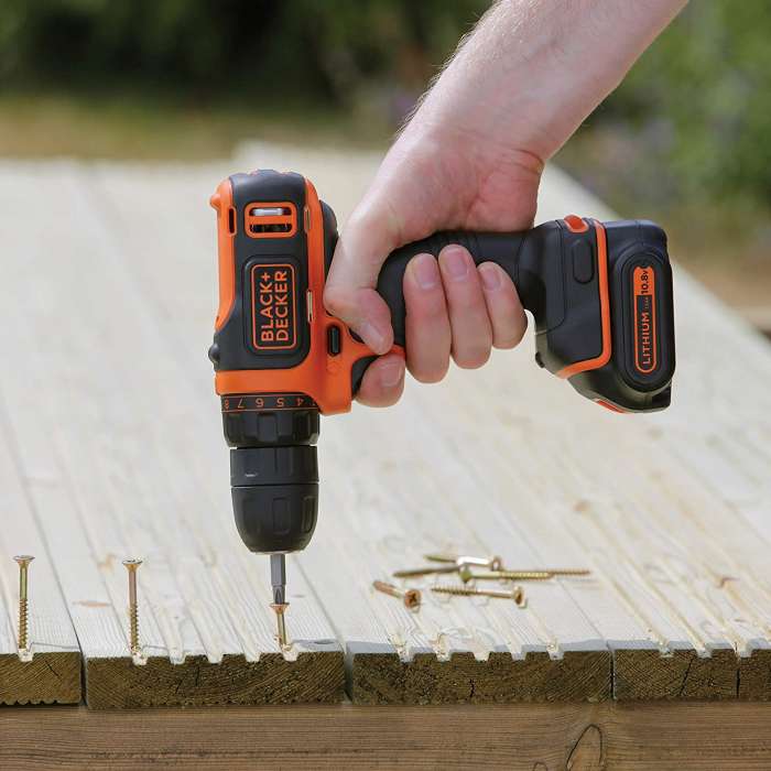 10.8V Drill Driver + 100 Accessories + 2 (1.5Ah) Batteries + Charger + Storage case.