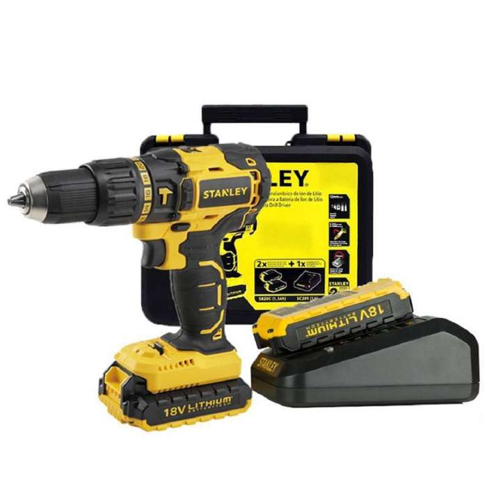 18V Drill Driver + 2 (1.5Ah) Batteries + Charger + Kitbox.