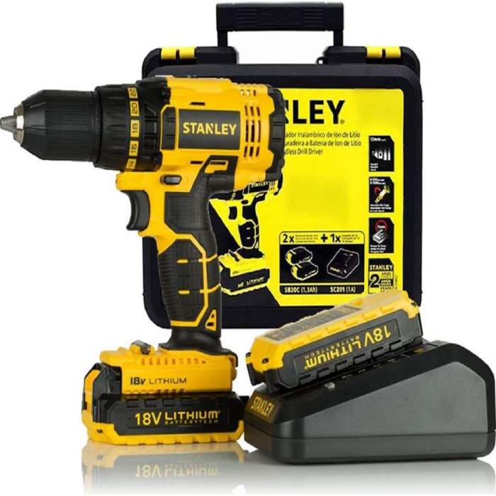 18V Drill Driver + 2 (1.5Ah) Batteries + Charger + Kitbox.
