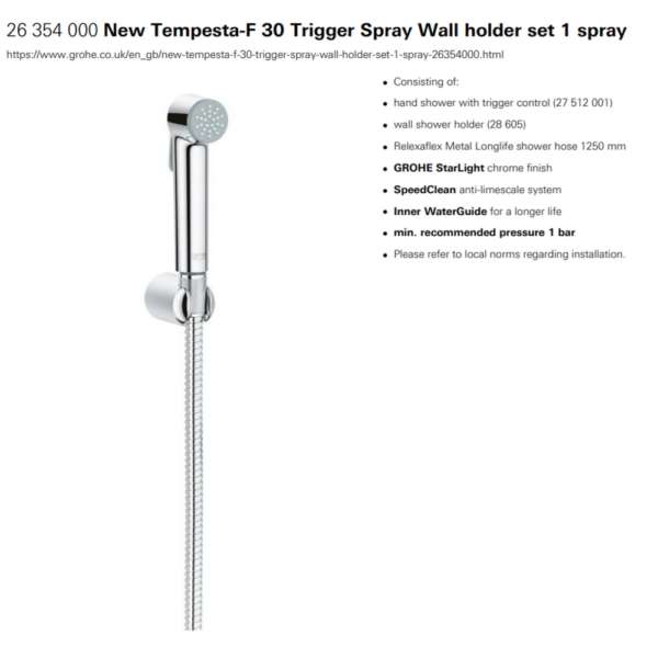 Grohe tempesta-F wall holder set 1 spray.