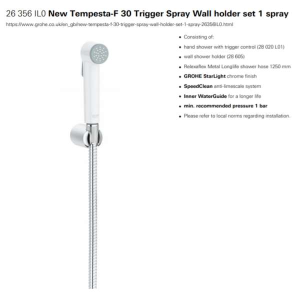 Grohe Tempesta-F wall holder set 1 spray