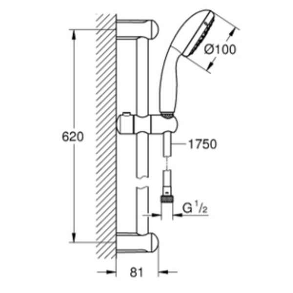 Grohe tempesta shower rail set 3 sprays