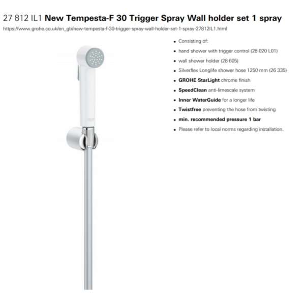 Grohe tempesta wall holder set 1 spray