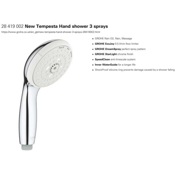 Grohe tempesta 100 hand shower 3 sprays