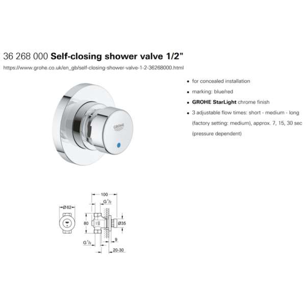 Grohe  cosmopolitan self-closing shower valve