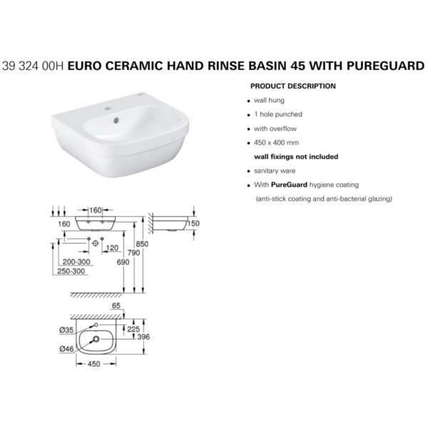 Grohe ceramic hand rinse basin