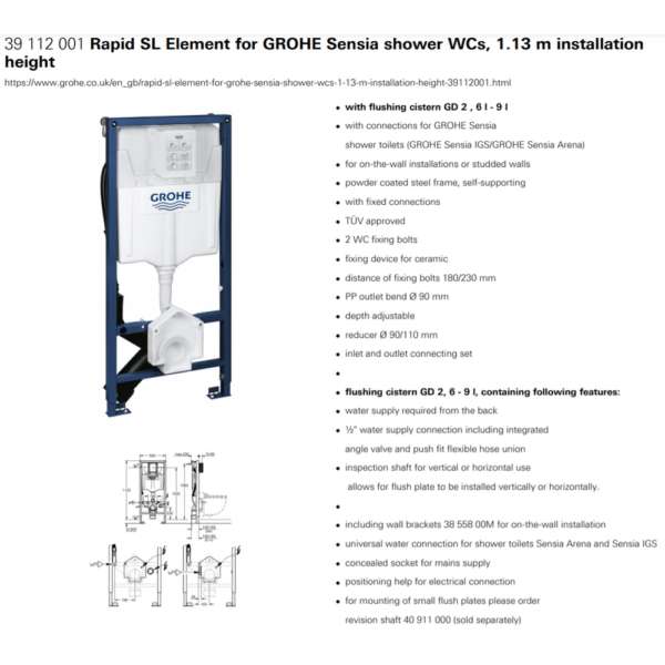 Grohe element for grohe senia wc