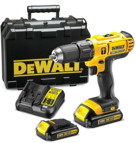 18V XR Li-Ion Compact Hammer Drill Driver+ Kit box + 2 Li-ion Battery 1.5Ah + Bluetooth Speaker / مقدح بطارية 18 فولت + شنطة + بطارية عدد 2