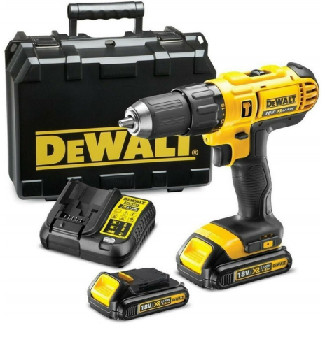 18V XR Li-Ion Compact Hammer Drill Driver+ Kit box + 2 Li-ion Battery 1.5Ah + 100 Pcs Accessories / مقدح بطارية 18 فولت + شنطة + بطارية عدد 2