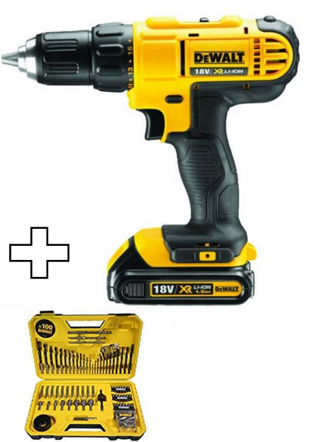 18V XR Li-Ion Drill Driver + Kit box + 2 Li-Ion Battery 1.5Ah / مقدح بطارية 18 فولت + شنطة + بطارية عدد 2