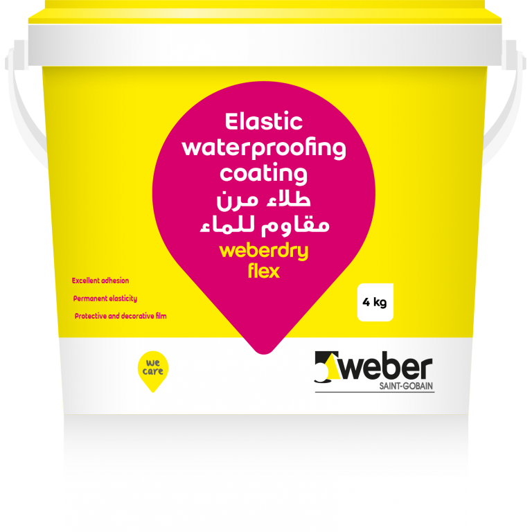 Weber.Dry flex/رولوكوتشوك من مادة االكريليك الخام، مانع للنش للواجهات الخارجية واالسطح المنحدرة، يمد بالرولو)لون أبيض و أرميدي (