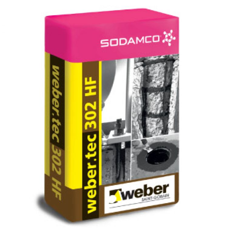 Weber rep 302HF/ترابة سائلة خاصة لتثبيت المعدات. تستعمل عىل اوح ما ب ين ر سماكة تب 5 و 50 ملم. يضاف اليها البحص "3/4 اذا تعدت السماكة 50 ملم