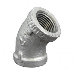 Galvanized Malleable 45 Elbows / اكسسوار مزيبق كوع فاتح قصير
