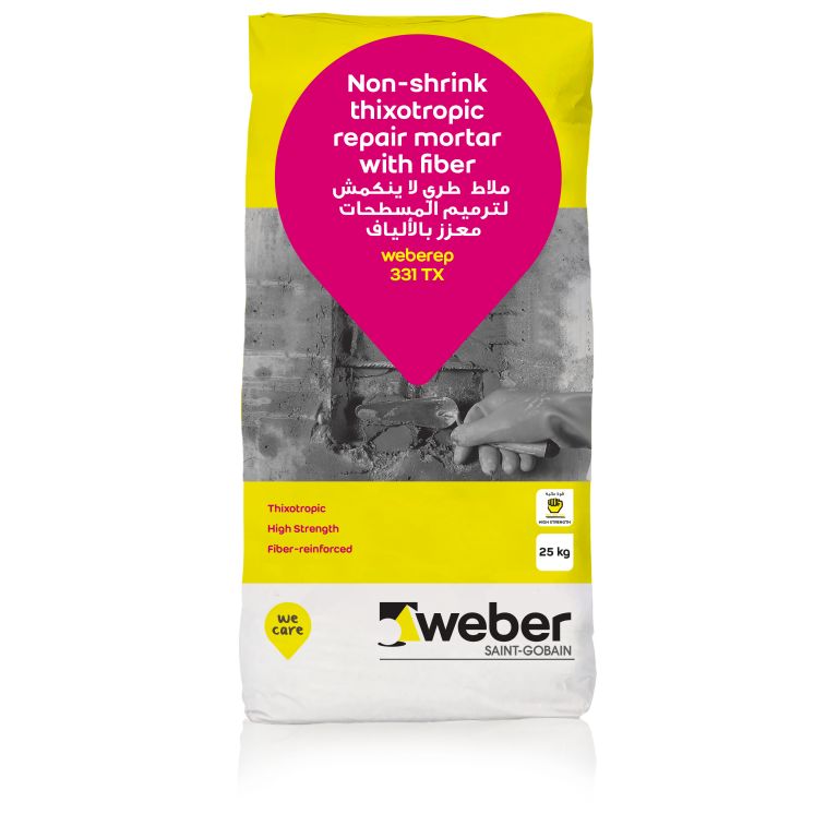 Weber Rep 331 TX/ترابة خاصة مضاف اليها االلياف لتصليح الباطون المصدع والمستهلك اوح من ر وتستعمل عىل سماكة تي 5 اىل 50 ملم